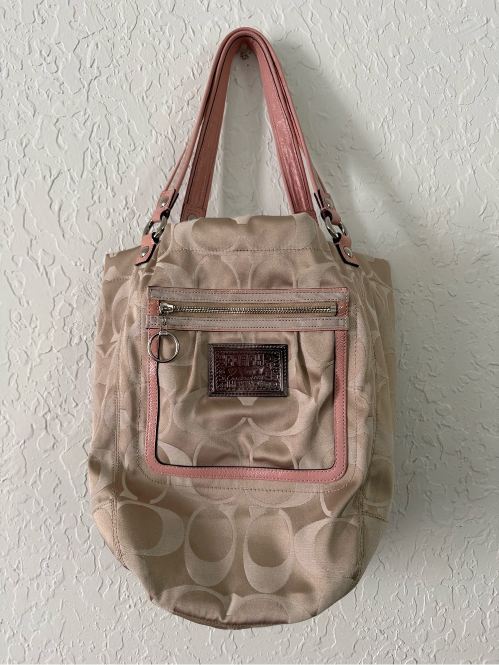 Coach Pink Trim Poppy Canvas Shoulder Bag